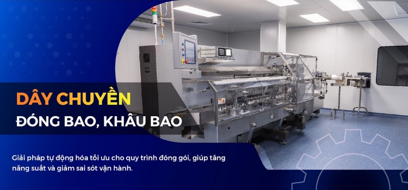 Dây chuyền đóng bao, khâu bao tại Anh Phát