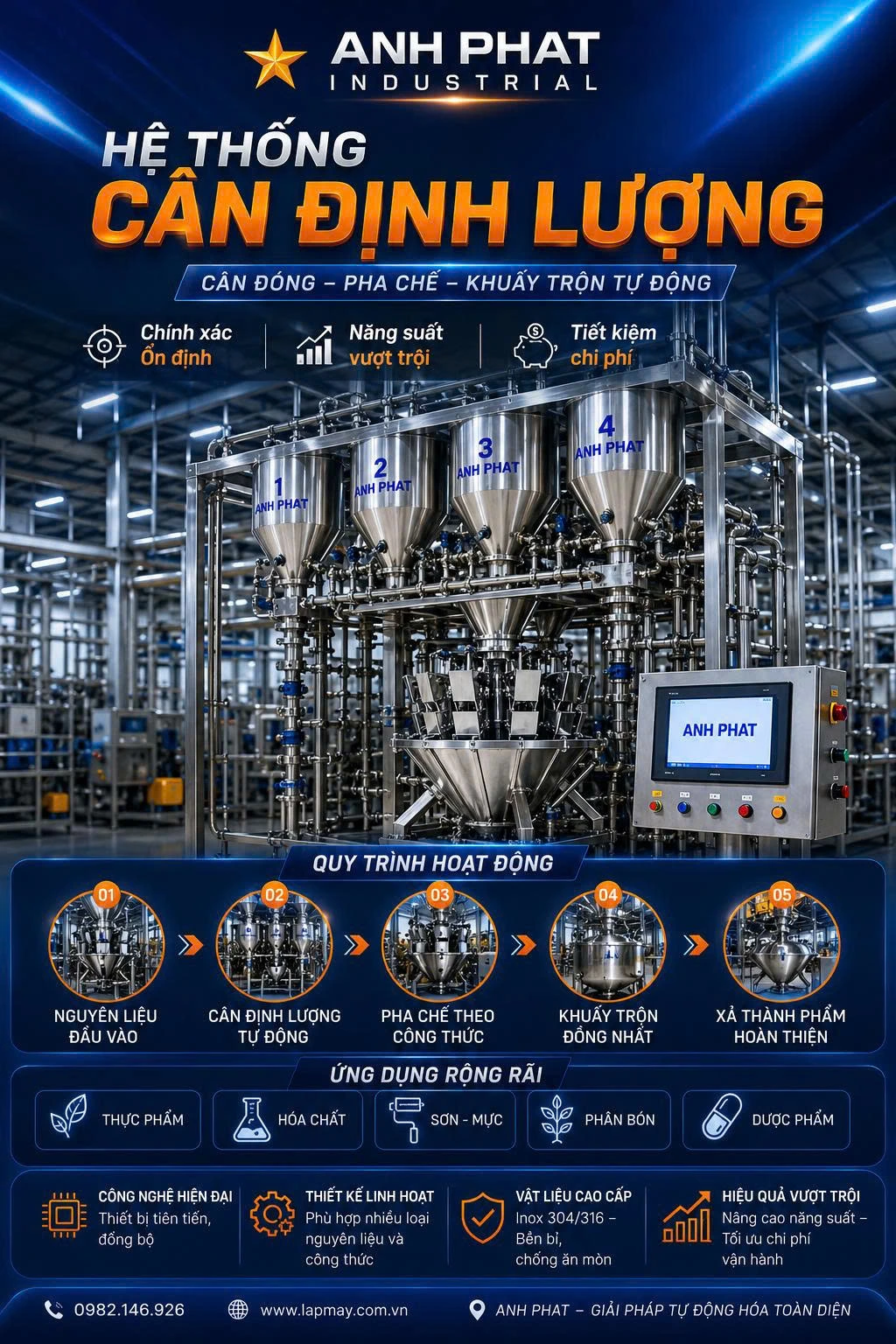 Hệ thống cân định lượng tự động tăng độ chính xác trong quá trình định lượng