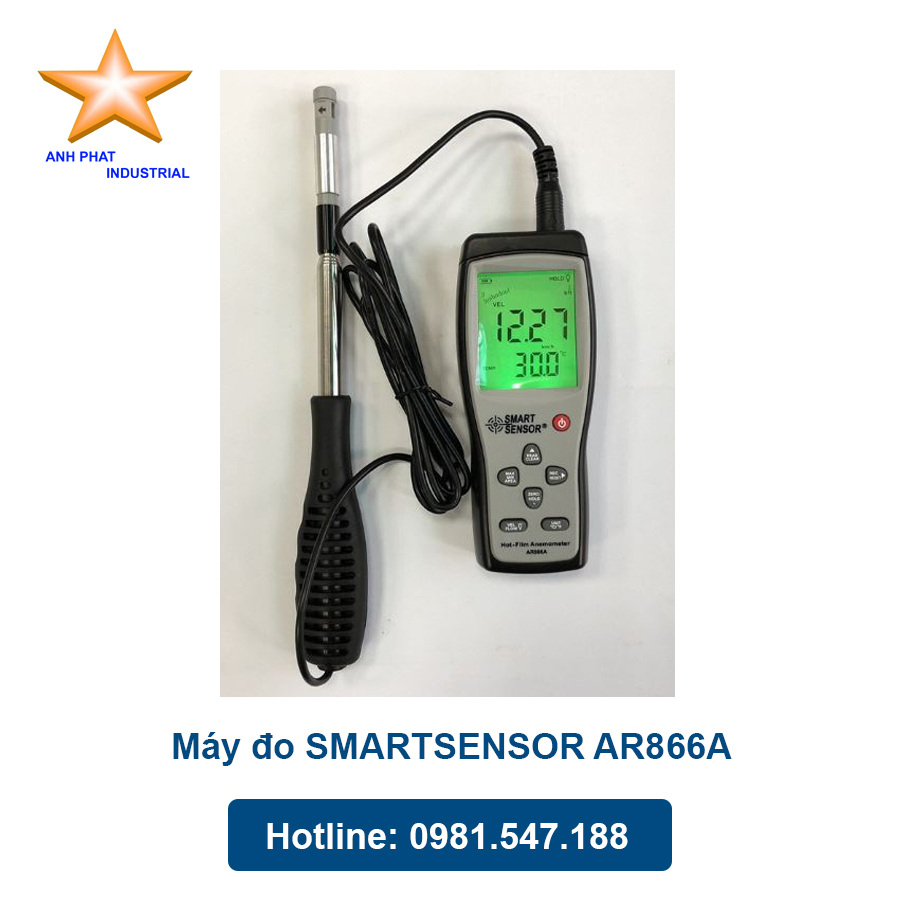 Máy đo tốc độ lưu lượng nhiệt độ gió SMARTSENSOR AR866A