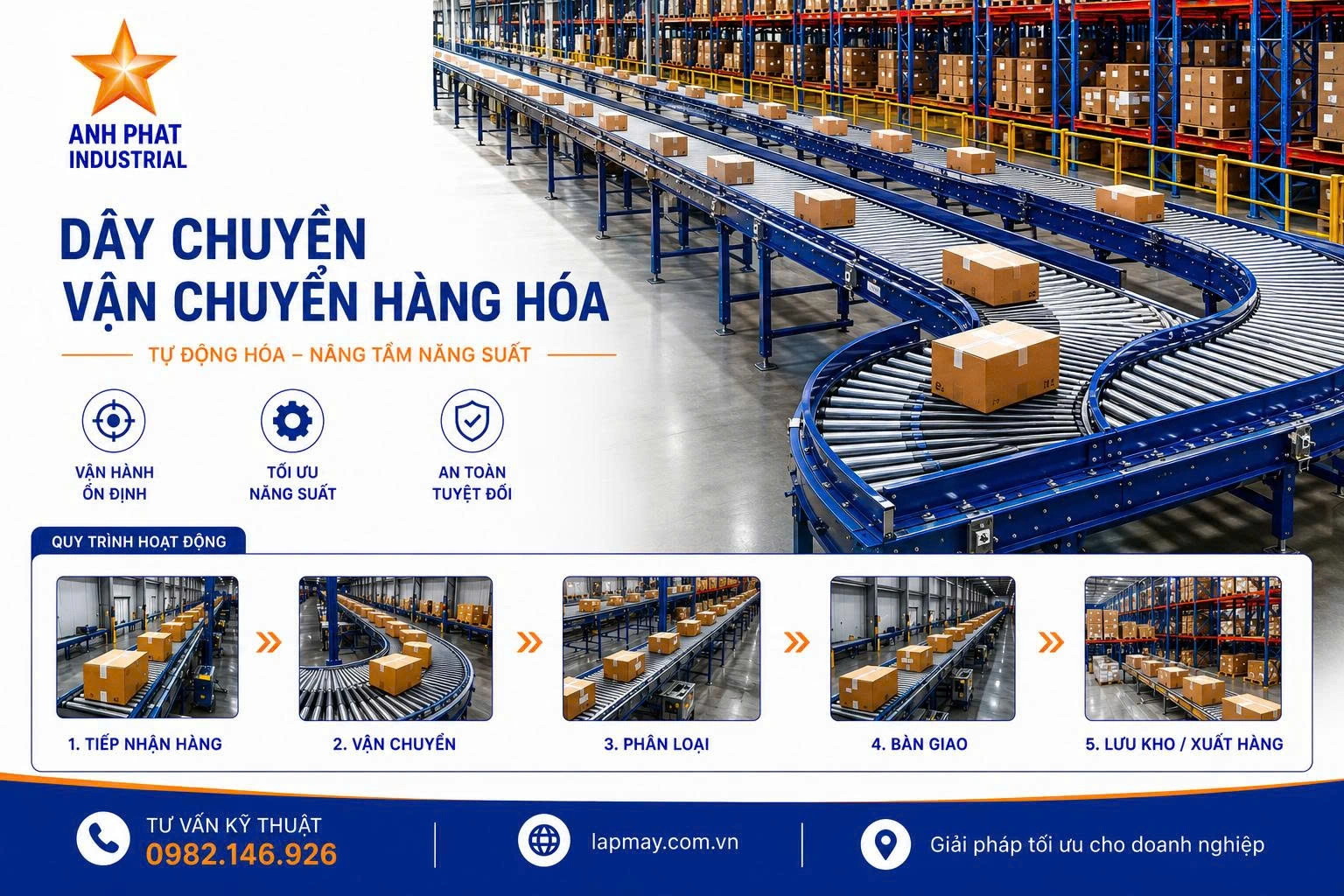 Hệ thống băng tải vận chuyển giúp tăng năng suất vận chuyển hàng hóa nhanh chóng